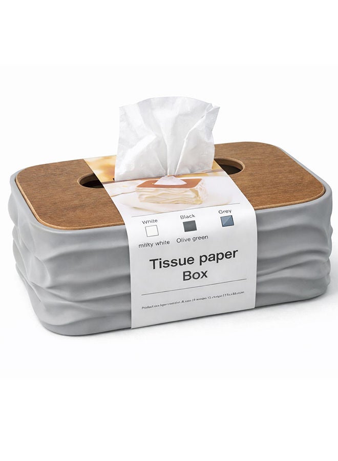 Grey Modern Tissue Box Cover with Lid – Decorative Rectangular Tissue Holder for Bathroom, Living Room, Bedroom & Office Beige